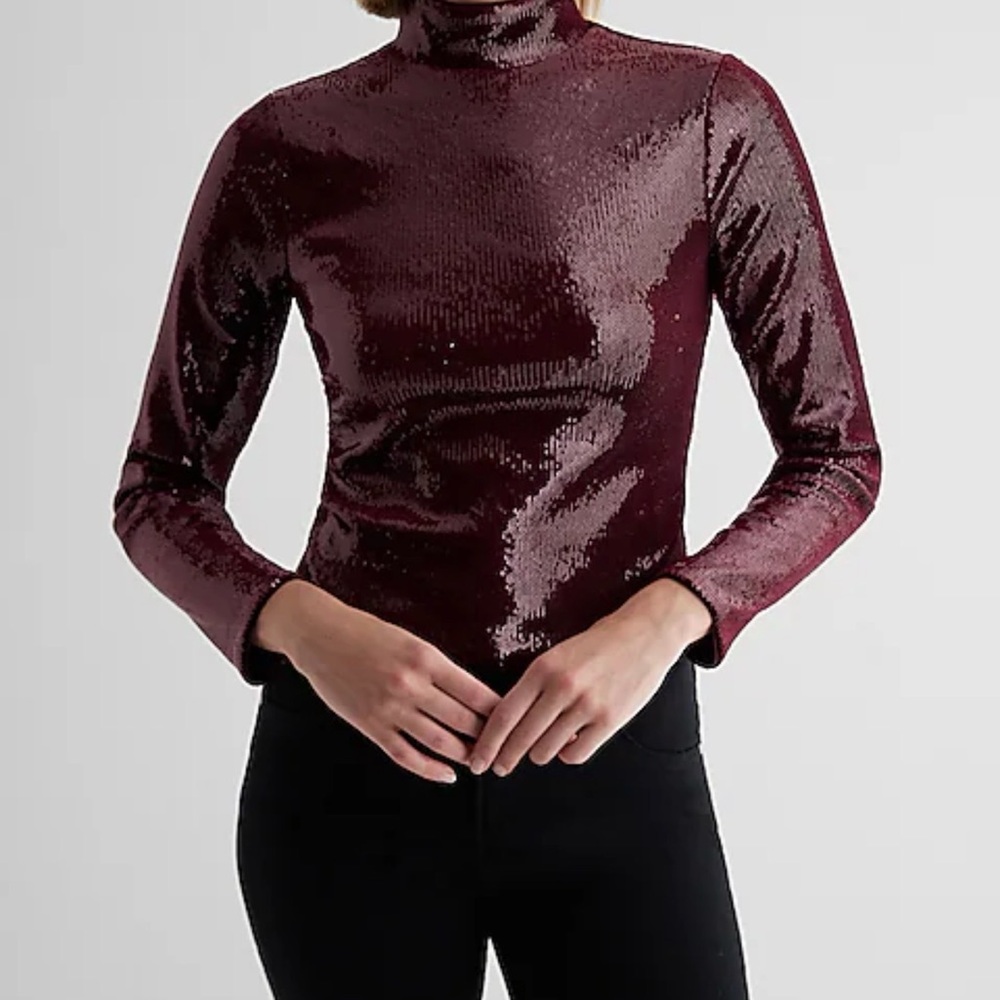 Express Body Contour Sequin Mock Neck
Long Sleeve Tee perfect for the holidays